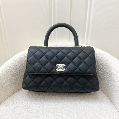 Chanel Small 24cm Coco Handle Flap in Black Caviar and LGHW