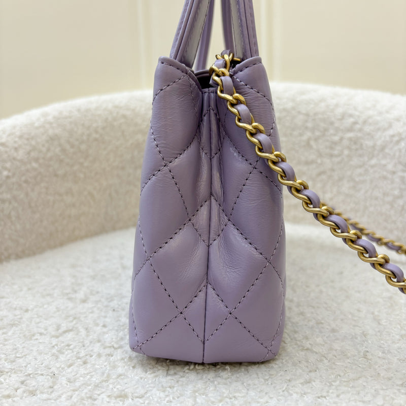 Chanel Mini / Small Kelly Bag in 24P Lilac Shiny Distressed Calfskin and AGHW