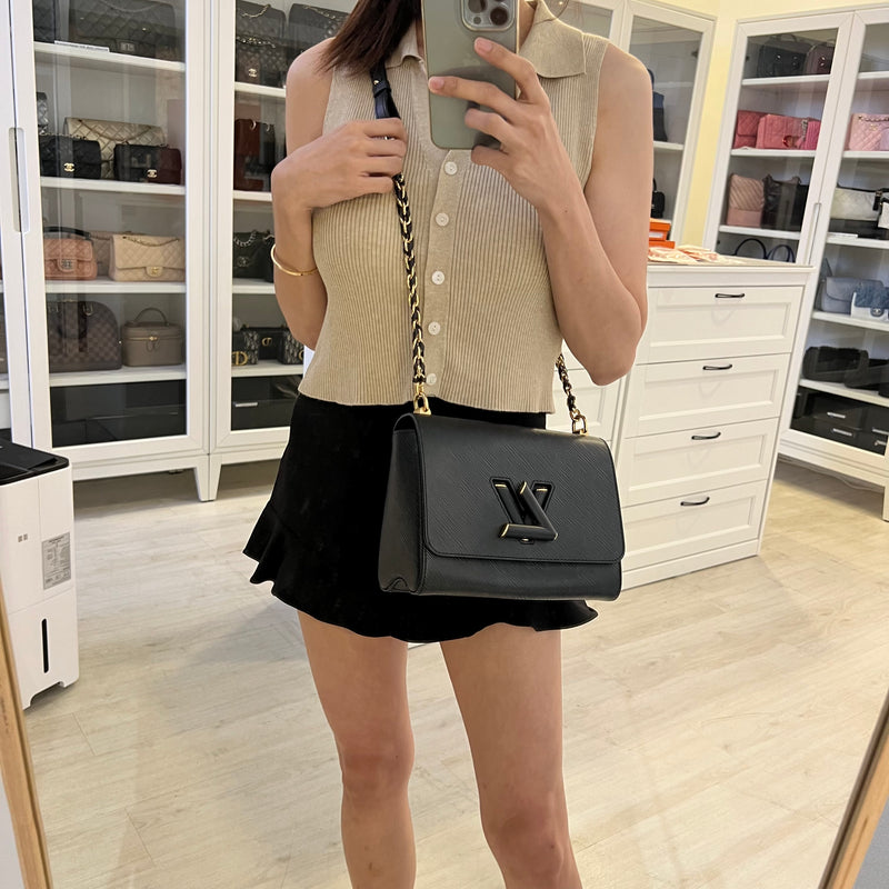 LV Twist MM Shoulder Bag in Black Epi Leather and GHW