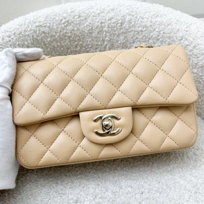 Chanel Classic Mini Rectangle in 22C Beige Stiff Lambskin and LGHW