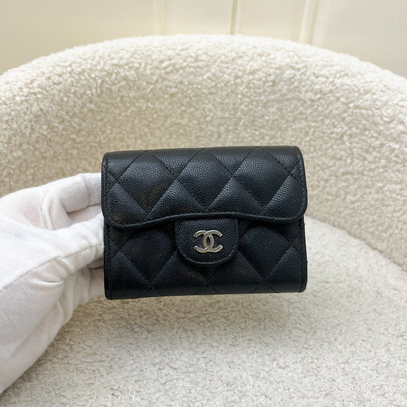 Chanel Classic XL Card Holder / Small Wallet in Black Iridescent Caviar and SHW