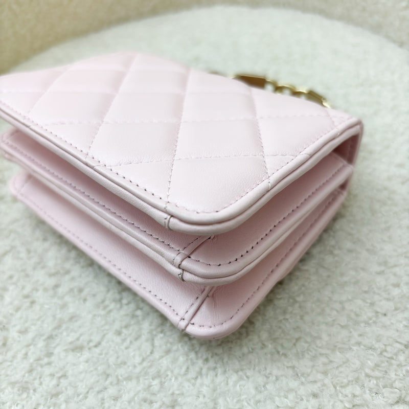 Chanel Seasonal Top Handle Mini Bag / Clutch on Chain in Pink Lambskin and GHW