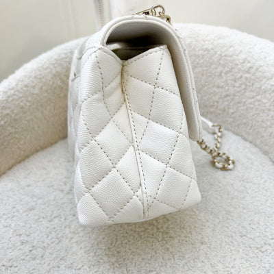 Chanel Small 24cm Coco Handle in White Caviar and LGHW