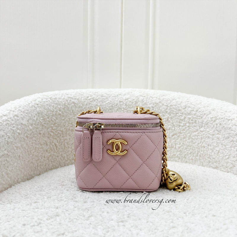 Chanel 24P Heart Adjustable Chain Cube Vanity in Pink Caviar and AGHW