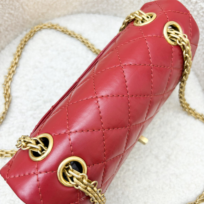 Chanel Classic 2.55 Reissue Mini Flap in Red Distressed Calfskin and AGHW