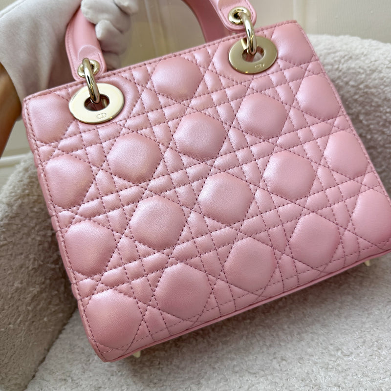 (Nov 2023 Receipt) Dior Small Lady Dior in Iridescent Hibiscus Pink Lambskin and GHW