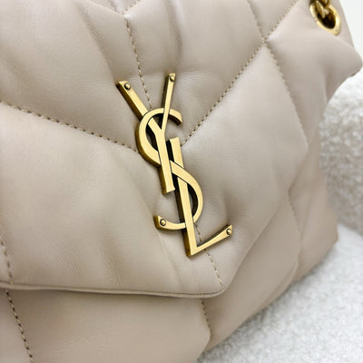 Saint Laurent YSL Small Loulou Puffer in Beige Lambskin and GHW