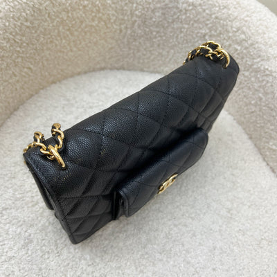 Chanel 22A Seasonal Wallet on Chain WOC in Black Caviar and GHW