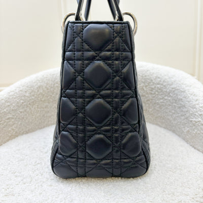 Dior Medium Lady Dior in Black Lambskin and SHW (New Version with Adjustable Strap)