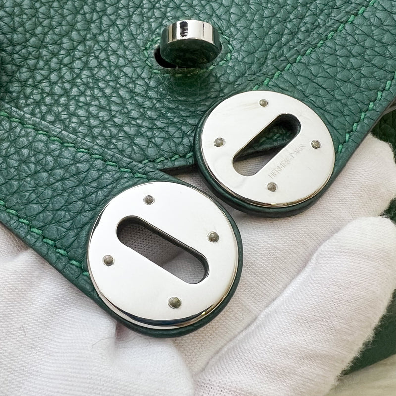 Hermes Lindy 30 in Green (Likely Malachite) Clemence Leather and PHW