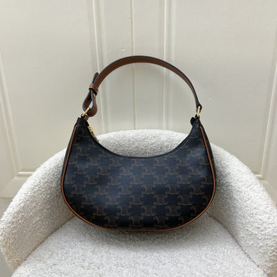 Celine Medium Ava Bag In Triomphe Canvas and Calfskin and GHW