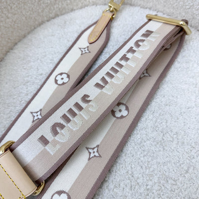 LV Speedy Bandouliere 20 in Monogram Canvas and Beige Patterned Strap