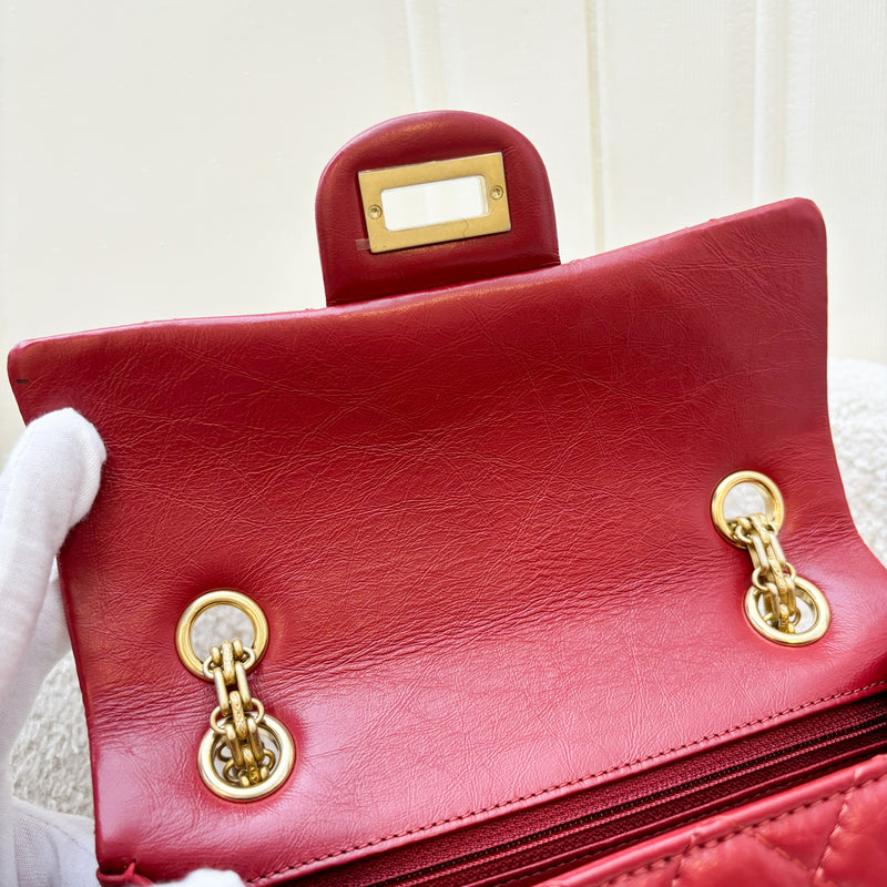 Chanel Classic 2.55 Reissue Mini Flap in Red Distressed Calfskin and AGHW