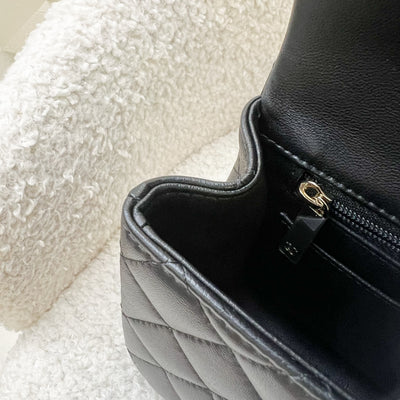 Chanel Top Handle Mini Rectangle Flap in Black Lambskin and LGHW