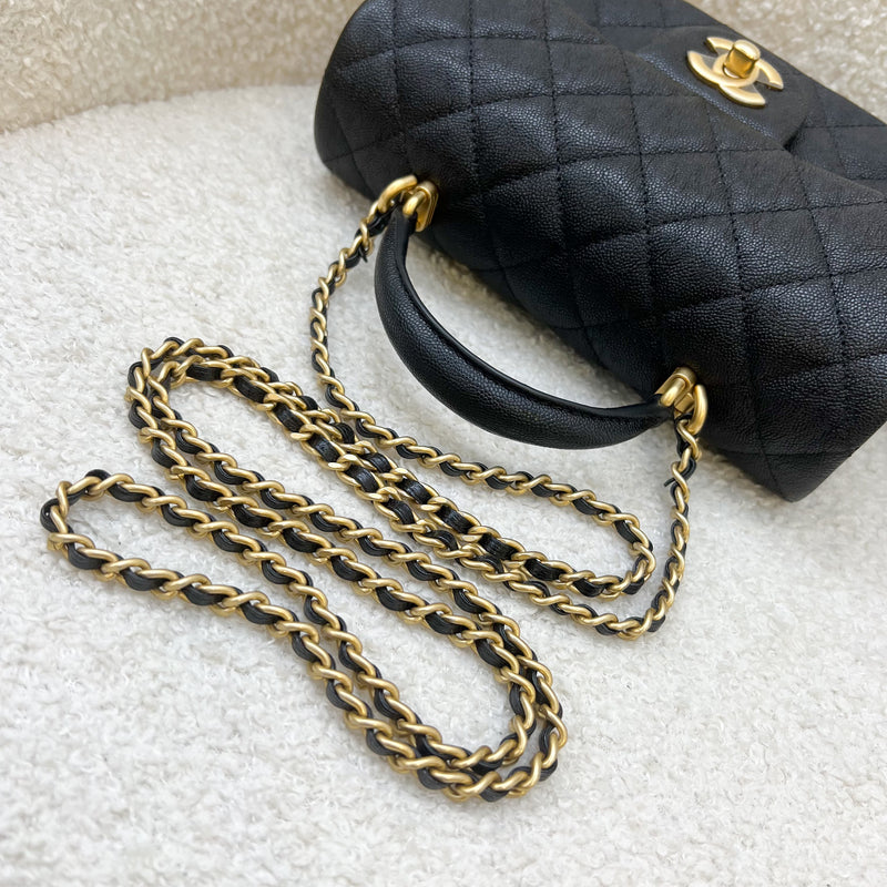 Chanel Top Handle Mini Rectangle Flap in 21S Black Caviar Aged GHW