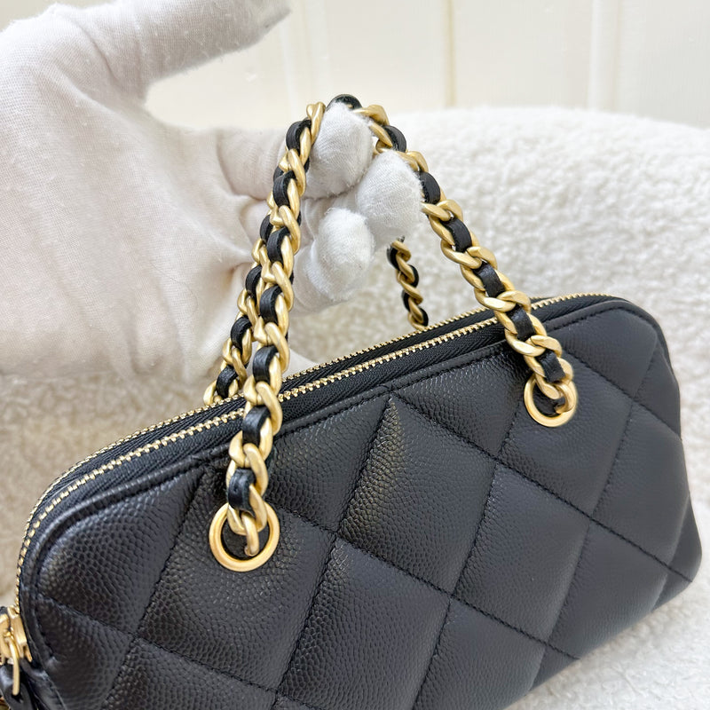 (on hold) Chanel 23B Retro Shopping Zipped Phone Holder with Chain / WOC in Black Cavier and AGHW