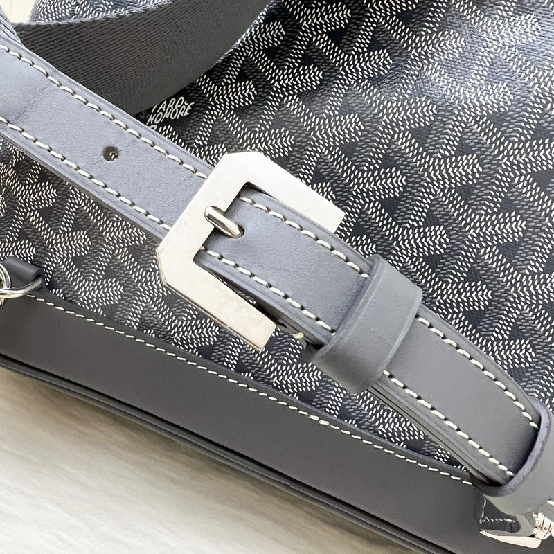 Goyard Alpin MM Backpack in Grey Goyardine Canvas and SHW