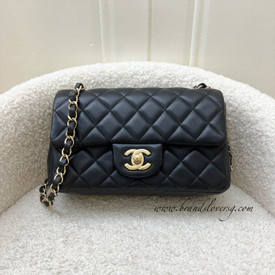 Chanel Classic Mini Rectangle Flap in Black Lambskin and GHW