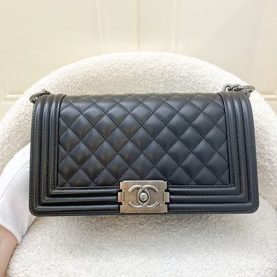 Chanel Medium 25cm Boy Flap in Black Caviar and RHW