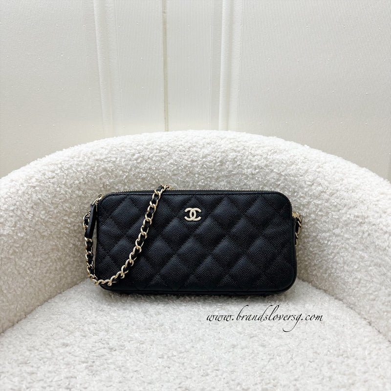 Chanel Clutch on Chain / WOC / Phone Holder in Black Caviar and LGHW