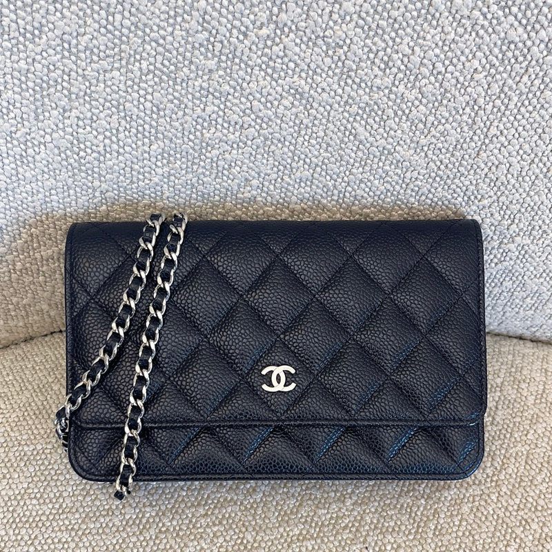 Chanel Classic Wallet on Chain WOC in Black Caviar and SHW (Model: AP0250)