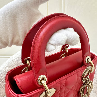 Dior Small MyLadyDior Lady Dior in Red Lambskin and LGHW