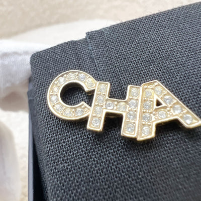 Chanel 20B CHANEL Logo Earrings with Crystals in AGHW