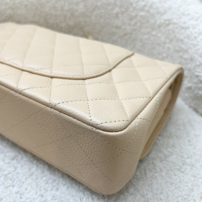 Chanel Medium Classic Flap CF in Beige Clair Caviar and GHW