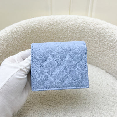 Chanel 23P Bifold Compact Wallet in Powder Blue Caviar and LGHW