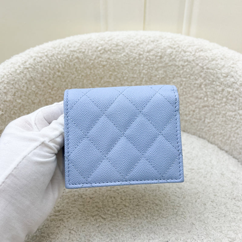 Chanel 23P Bifold Compact Wallet in Powder Blue Caviar and LGHW