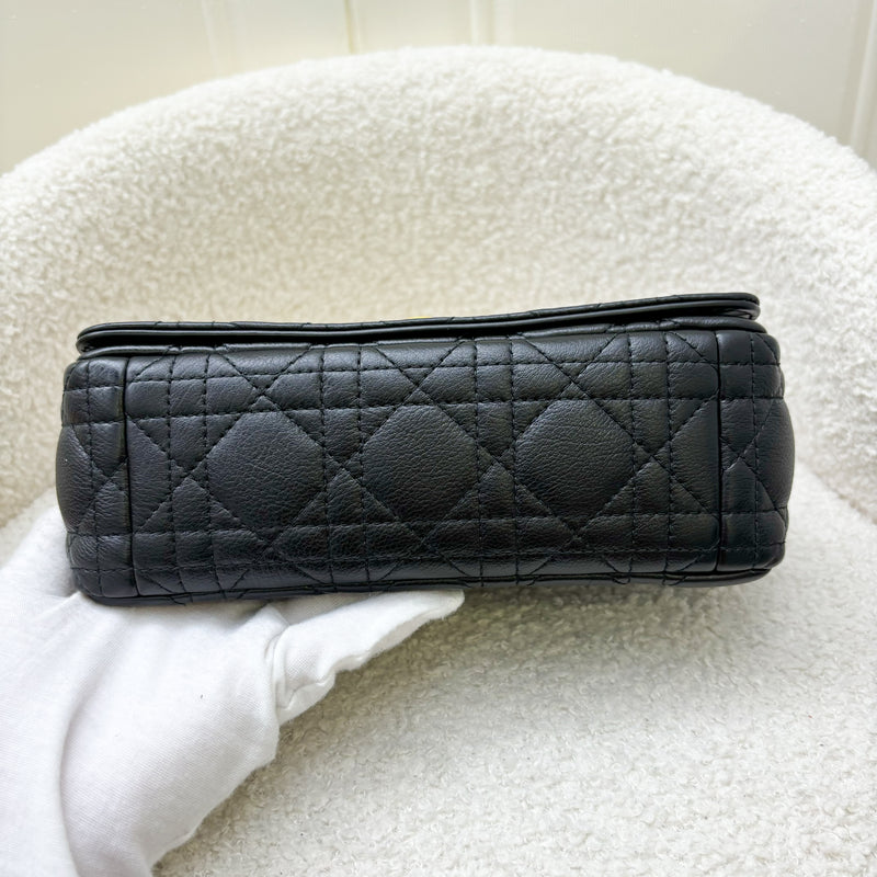 Dior Small Caro Flap Bag in Black Grained Calfskin and GHW