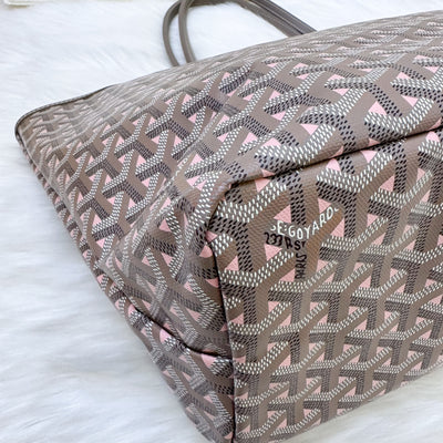 Goyard Saint Louis Claire Voie PM Tote in Limited Edition Grey / Pink Canvas and Pink Interior