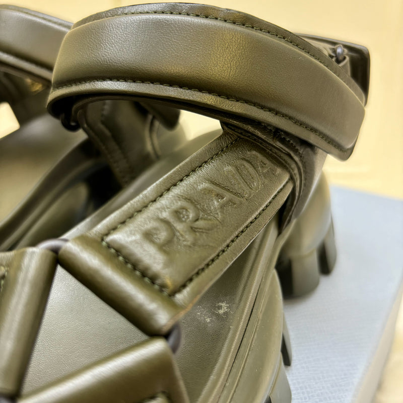 Prada Chunky Sandals in Nappa Leather with Velcro Fasteners Sz 37