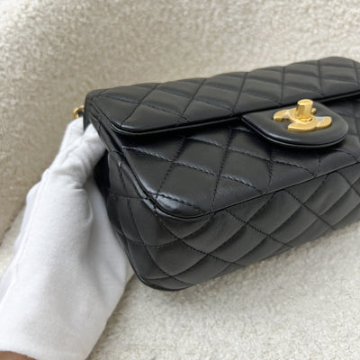 Chanel 22S Pearl Crush Mini Rectangle Flap in Black Lambskin and AGHW