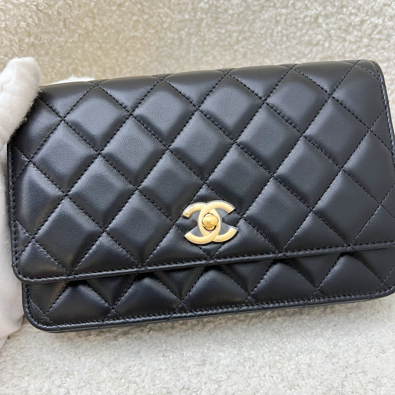 Chanel Pearl Crush Wallet on Chain WOC in Black Lambskin and AGHW