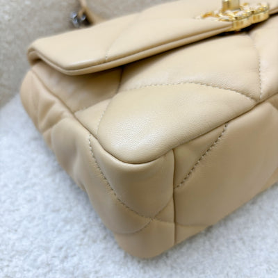 Chanel 19 Small Flap in 22C Beige Lambskin and 3-Tone Hardware