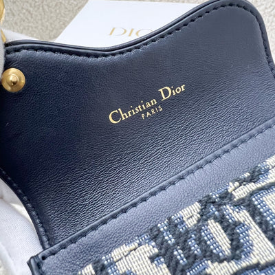 Dior Saddle Flap Card Holder in Blue Oblique Canvas AGHW