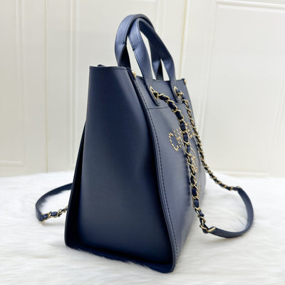 Chanel Small / Medium Deauville Tote in Navy Caviar and AGHW