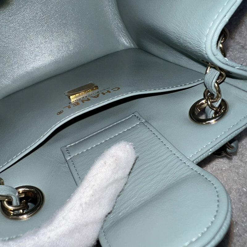 Chanel Bucket Bag in 23C Seafoam Grey Green Caviar and LGHW