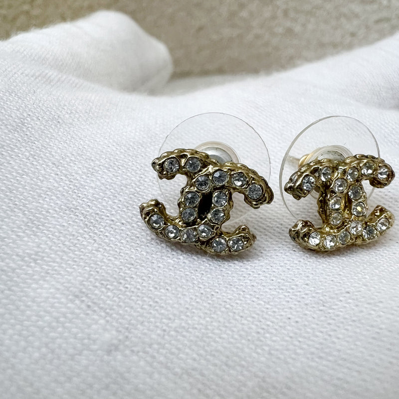 Chanel Mini CC Logo Earrings with Diamantes and AGHW