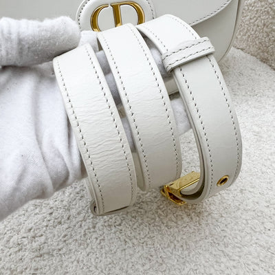 Dior Medium Bobby Flap Bag in White Calfskin and GHW