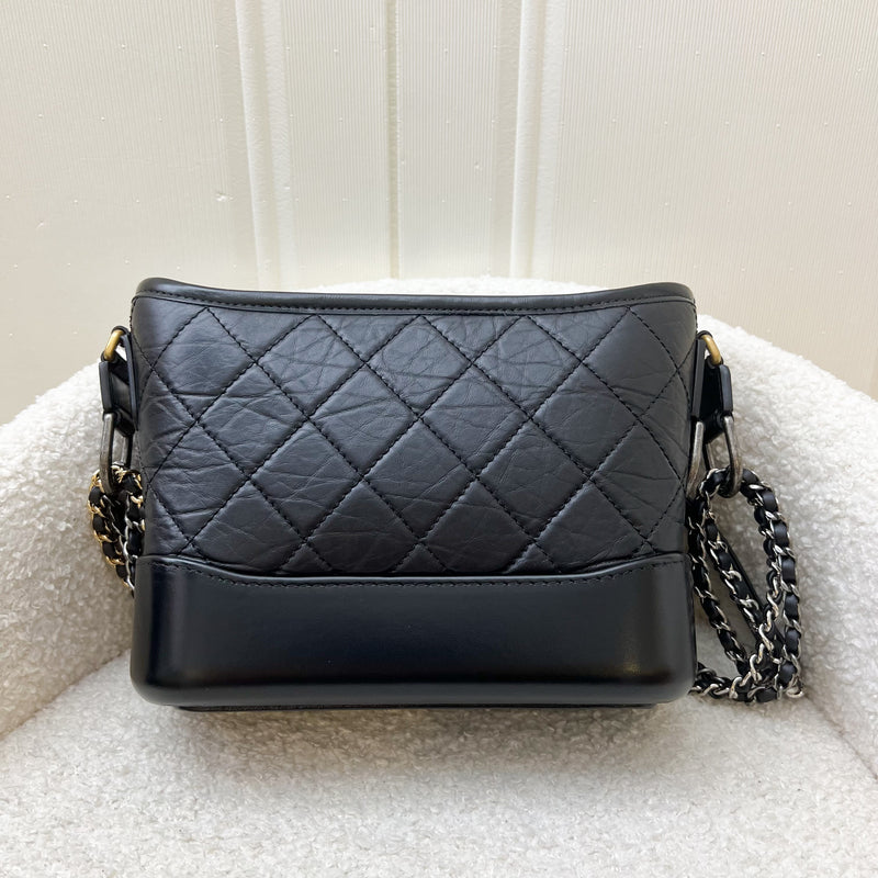 Chanel Small Gabrielle Hobo Bag in Black Distressed Calfskin and 3 tone HW