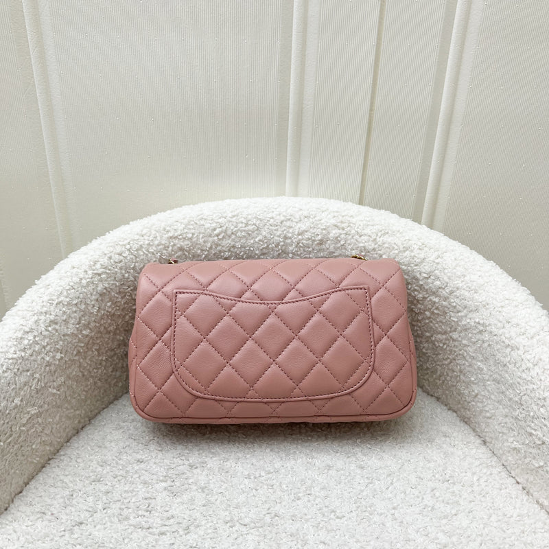 Chanel Pearl Crush Mini Rectangle Flap in 21B Rose Pink Lambskin and AGHW