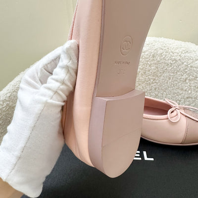 Chanel 23K Ballerina Flats in Pink Lambskin Size 37