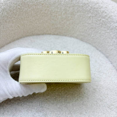 Celine Triomphe Mini Claude Flap Bag in Light Yellow Shiny Calfskin and GHW