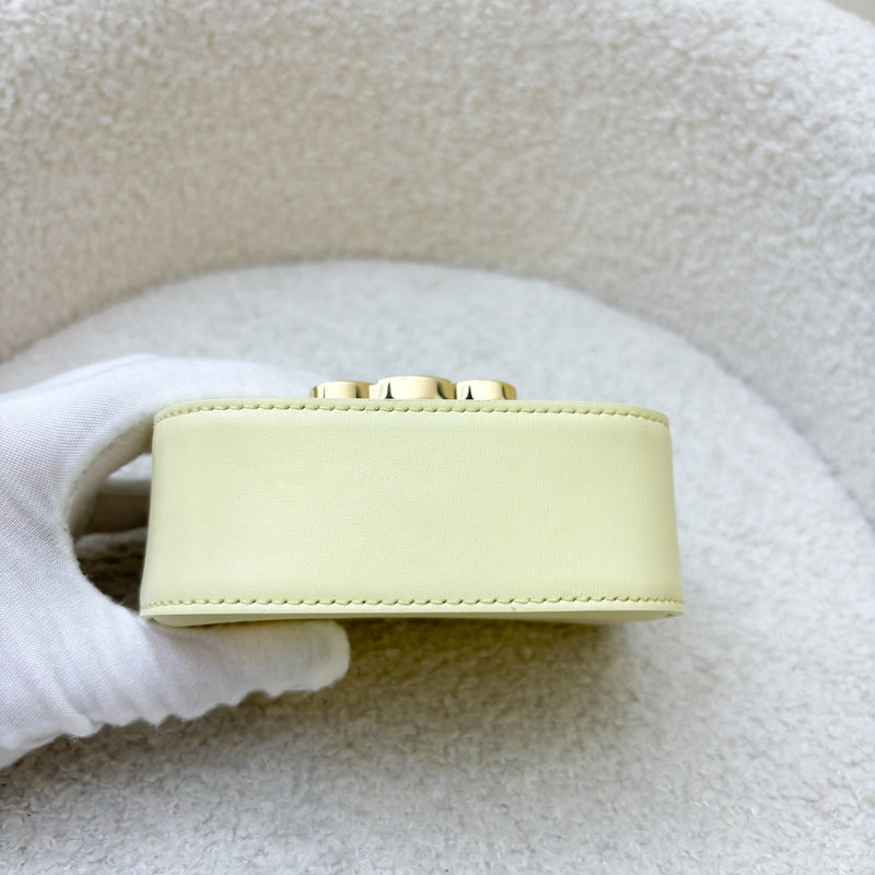 Celine Triomphe Mini Claude Flap Bag in Light Yellow Shiny Calfskin and GHW