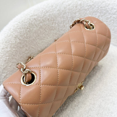 Chanel Classic Mini Rectangle Flap in 21P Caramel Lambskin and GHW