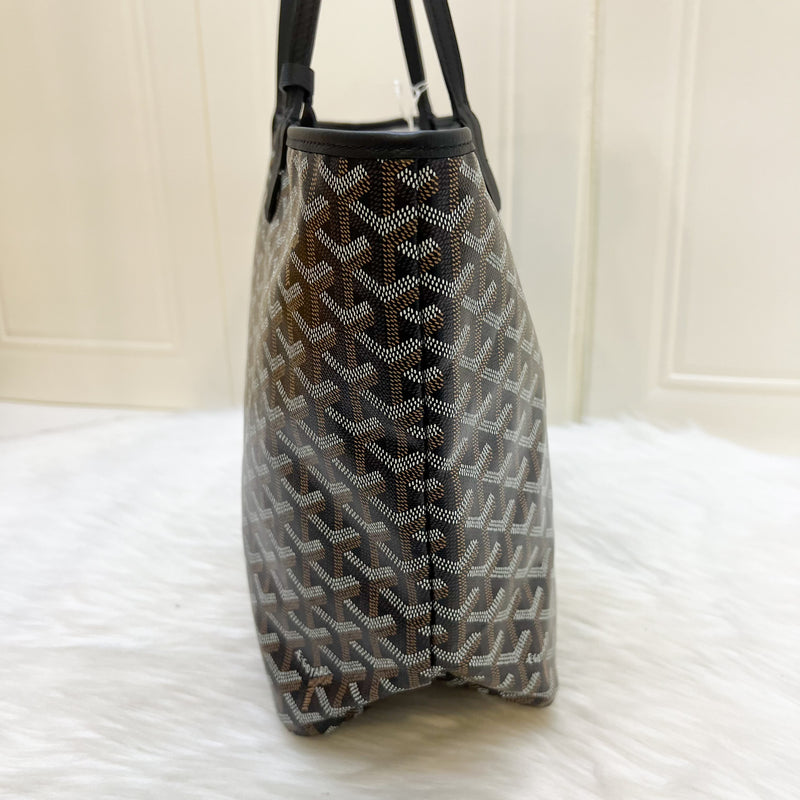 Goyard Saint Louis PM Tote in Black Signature Goyardine Canvas