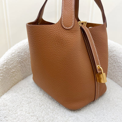 Hermes Picotin 18 in Gold Clemence Leather and GHW