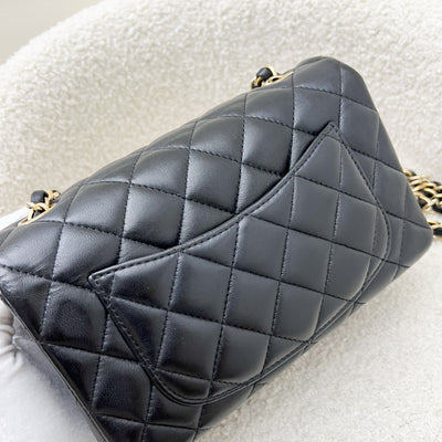 Chanel Classic Mini Rectangle Flap in Black Lambskin and LGHW